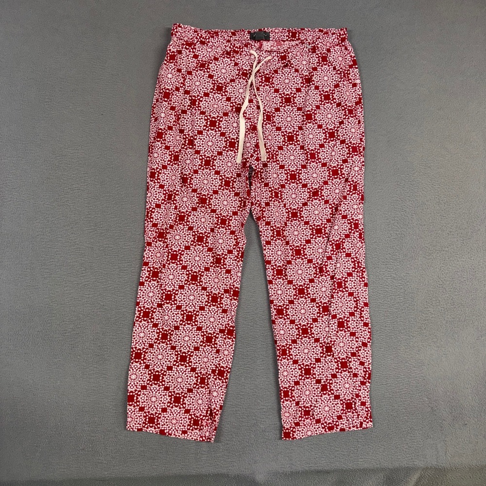Eddie Bauer Pants Womens Large Red Geometric Snowflake Print Cotton Sleepwear